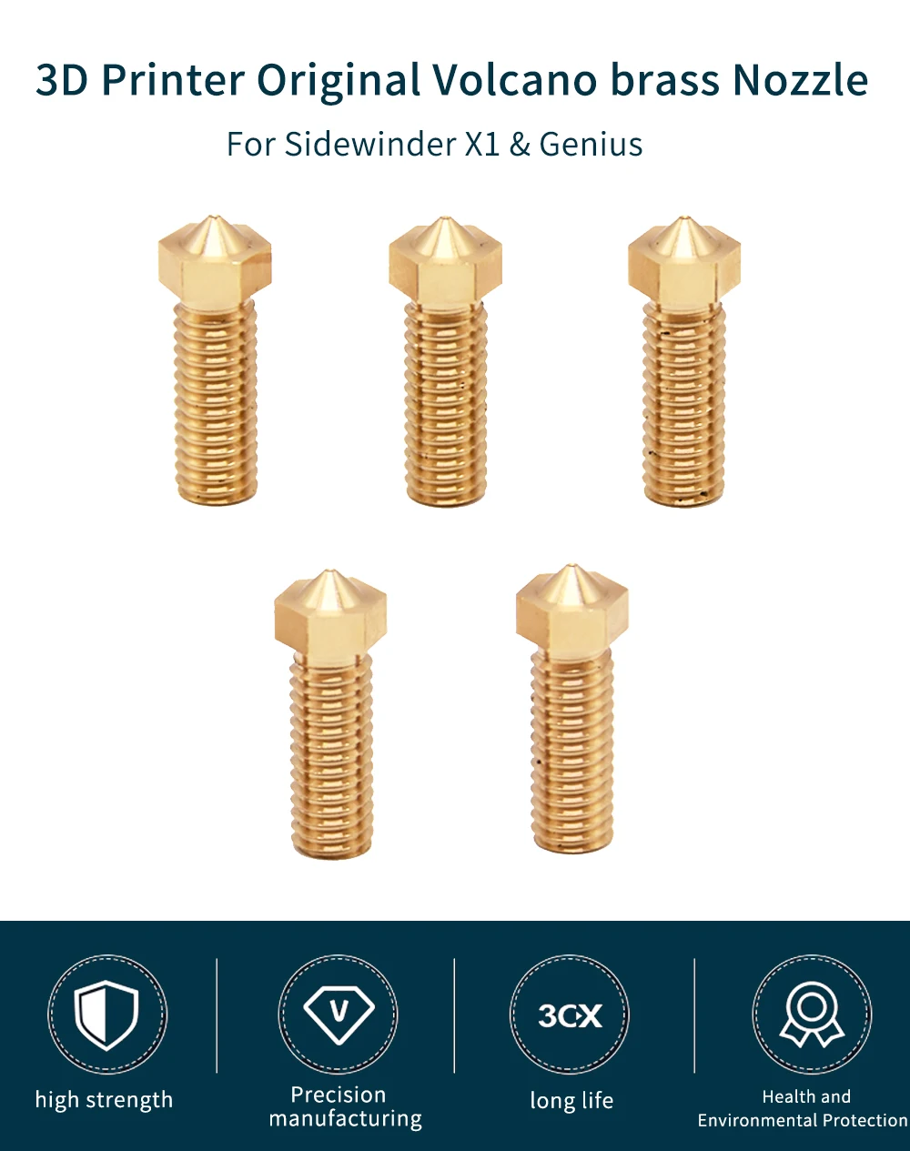 Artillery 3D Printer Original Volcano Nozzle 0.2/0.3/0.4/0.6/0.8/1.0/1.2mm For 1.75mm Filament