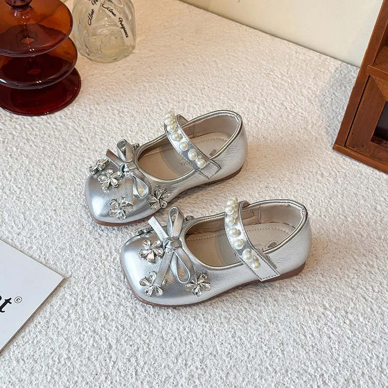 Children's Sweet Little Leather Shoes 2026 Autumn New Korean Edition Versatile Bow Princess Shoes for Girls Soft Bottom Casual