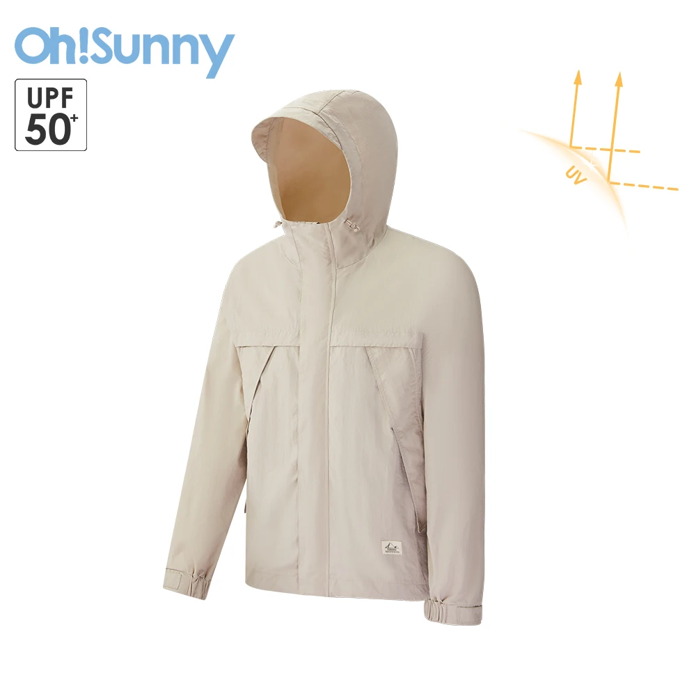 

OhSunny Sunscreen Outwear UPF50+ Hooded Jackets with Brim Unisex Loose Paper Feeling Fabric Sun Protection Waterproof Coat