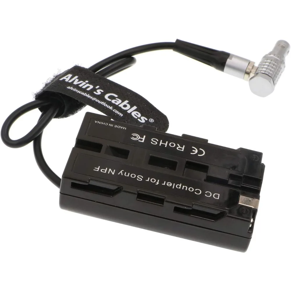 Alvin’s Cables Z CAM E2 Flagship 2 Pin to NP F970 Dummy Battery Power Cable for Atomos Ninja V Shinobi Monitor Right Angle 2 Pin