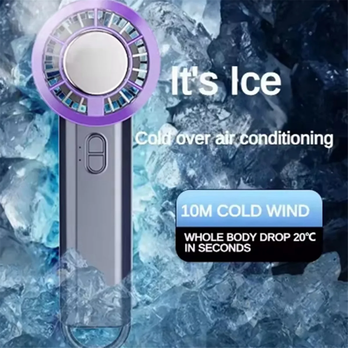 ABGV Handheld ijskompresventilator USB oplaadbare halfgeleiderkoeling Draagbare kleine oplaadbare turboventilator Airconditioner