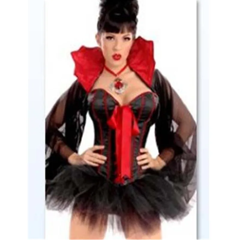 Women Sexy Vintage Corset Dress Lady Corset Lingerie Set Retro Bownot Overbust Bustier with Mini Ruffle Skirt Set Party Clubwear