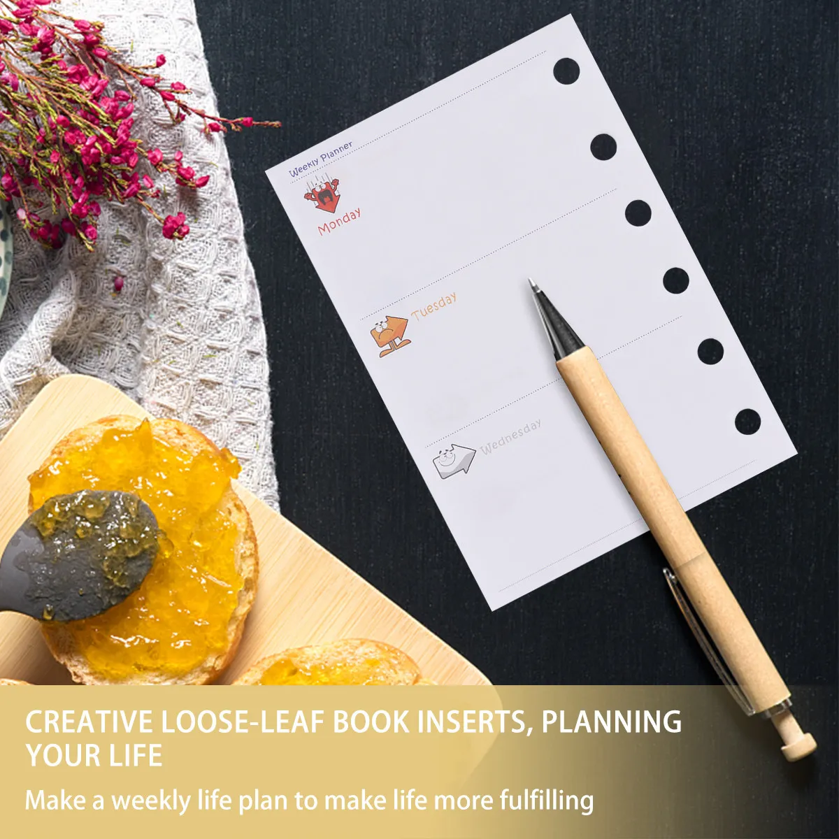 

3Pcs Hole Loose-Leaf Paper A7 Size Ideal for Planners Journals Notebooks Smooth Surface for Easy Writing and Drawing