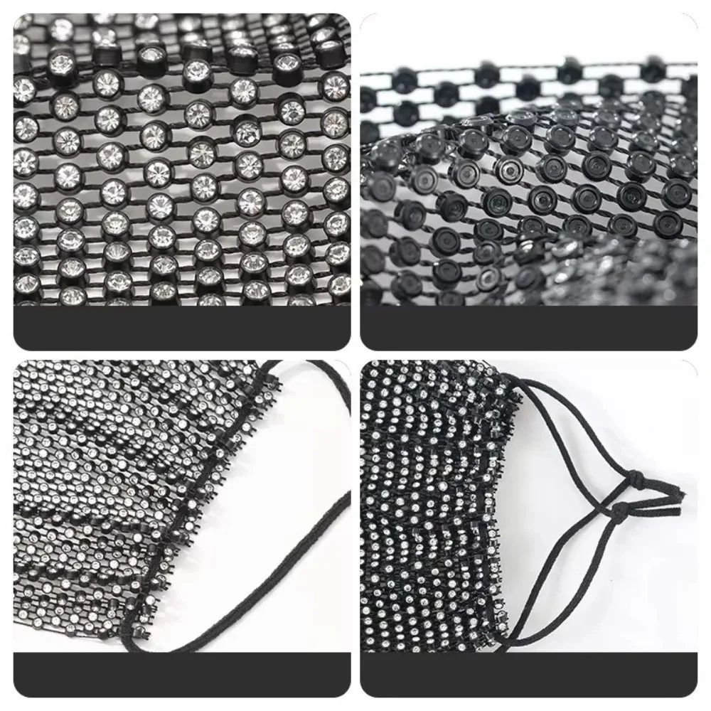 Fashion Sparkling Rhinestone Face Mask Breathable Sexy Face Covering Jewelry Masks Women