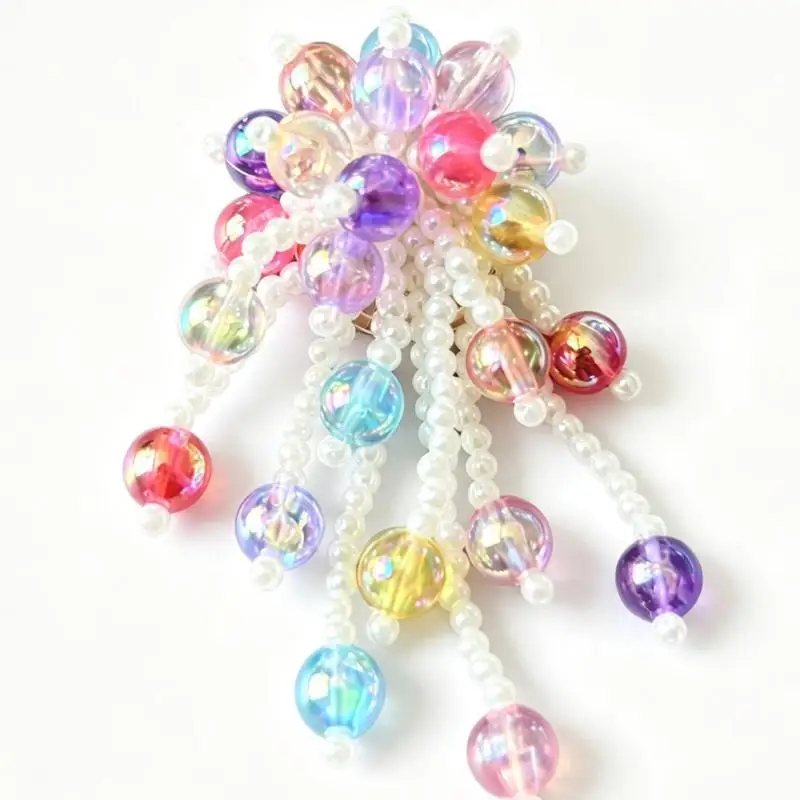 Bunte Perlen-Haarspange mit Kunstperlen-Quasten und schillerndem Design für den täglichen Gebrauch und Party-Haarstyling. – Detail 3