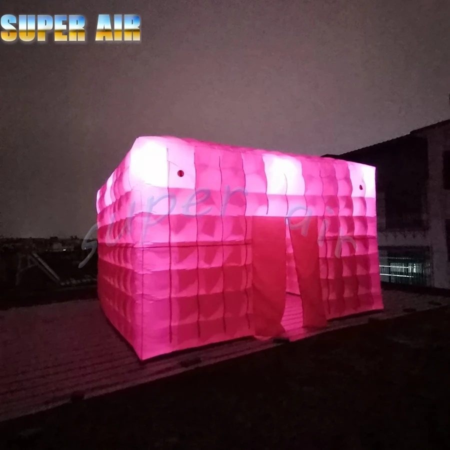 Hot sale deep pink outdoor inflatable cube tent inflatable house used for wedding party