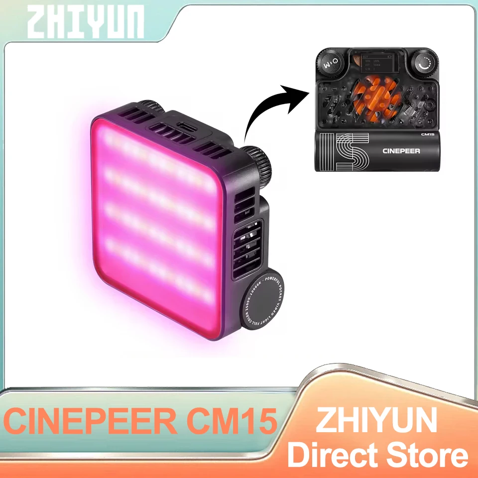 

ZHIYUN CINEPEER CM15 15W RGB Full-color Bean Curd Lamp 18 Lighting Effects Portable MINI photography Pocket Fill Light