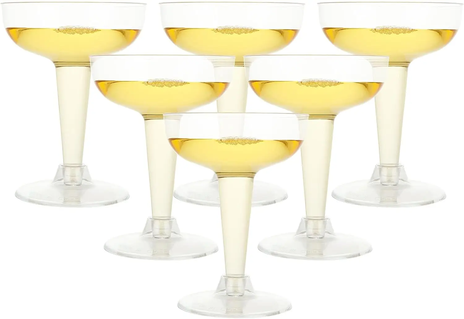 

100 Pack 4oz Plastic Champagne Coupe Glasses, Clear Stemmed Flutes for Wedding & Party
