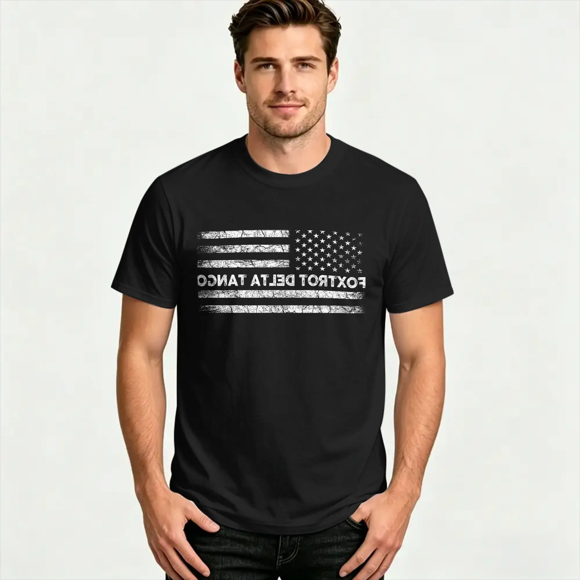 Foxtrot delta tango T-Shirt  Hippie T Shirts Short Sleeve Awesome Tops Summer Pure Cotton Oversize Clothes