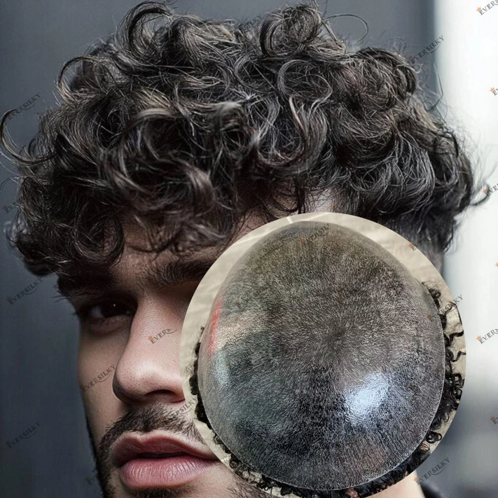 

Прочный мужской парик для замены волос из искусственной кожи, 20 мм, вьющиеся 1B40, соль и пеппер, мужской капиллярный протез для волос, естественная линия волос