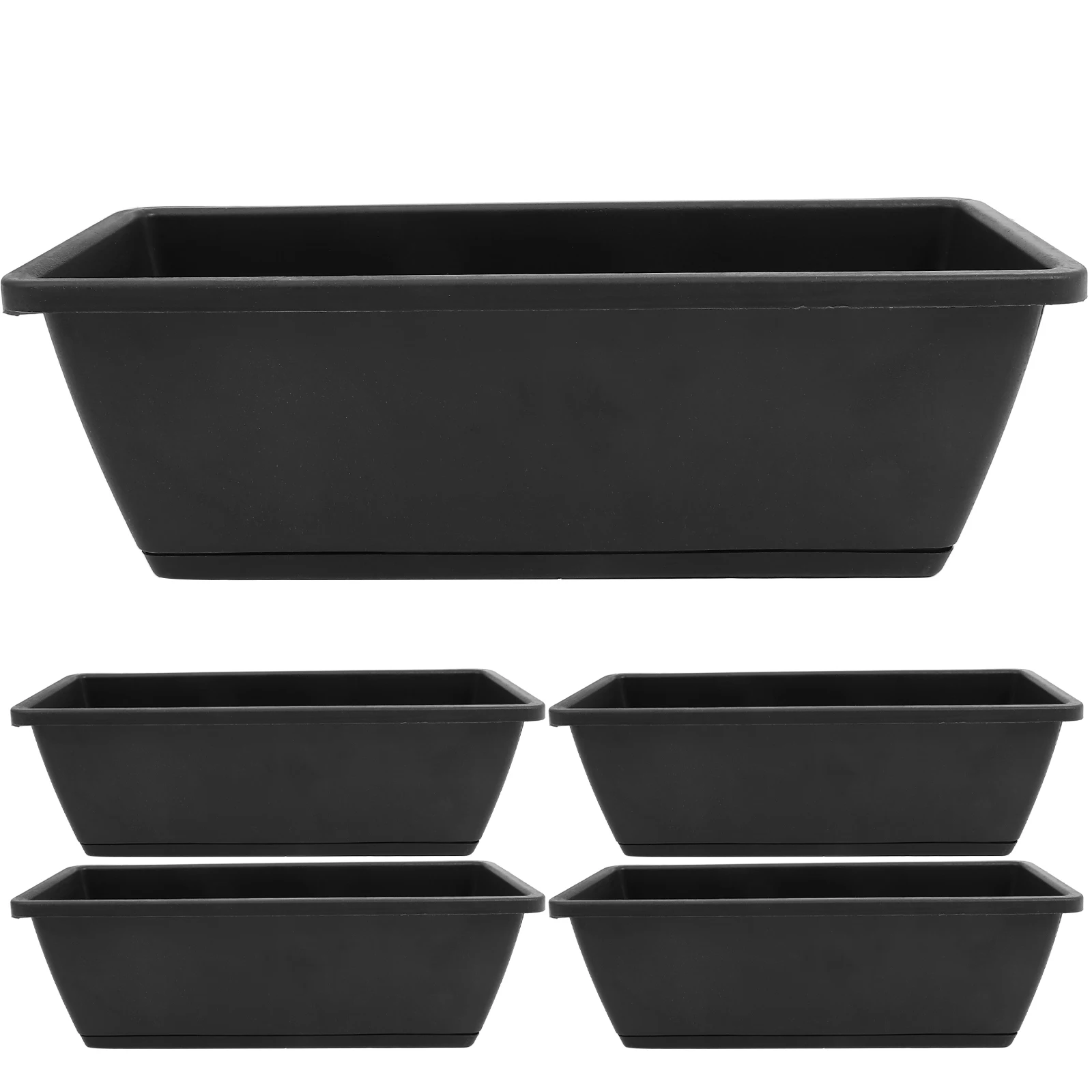 

6 Pcs Flower Pot Rectangular outside Planter Nursery Pots Rattan Plastic Garden Black Outdoor