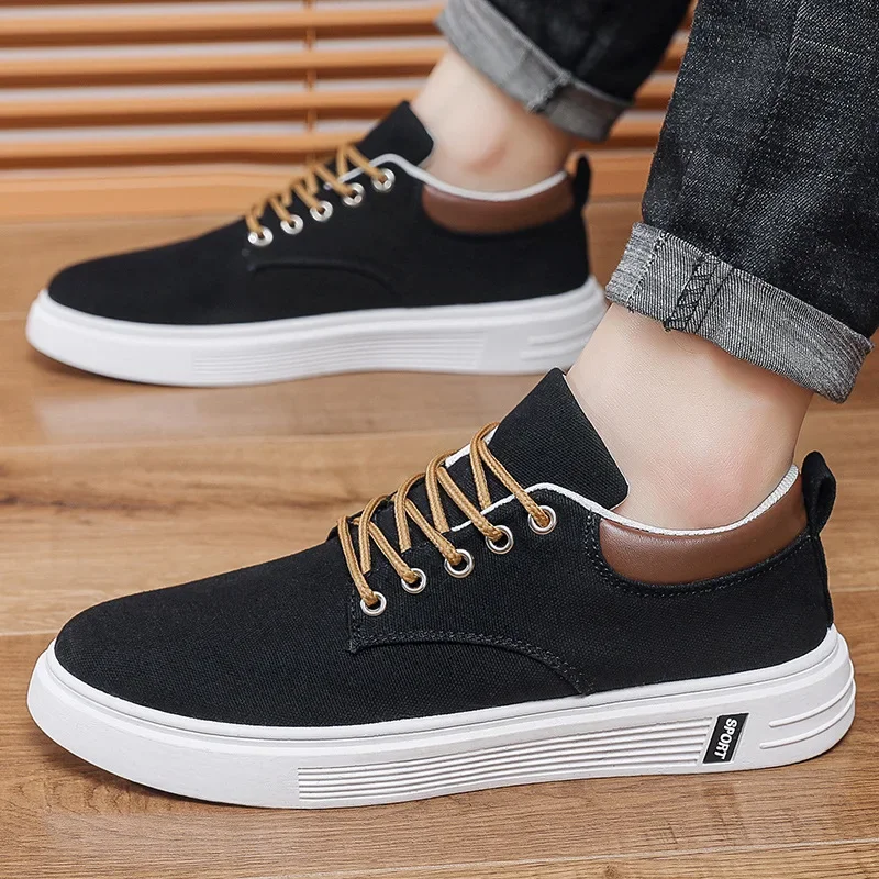 

Men's Shoes Fashion Canvas Shoes Outdoor Breathable Men's Sneakers Non-slip Lightweight Casual Shoes Designer Lace-up Men Flats