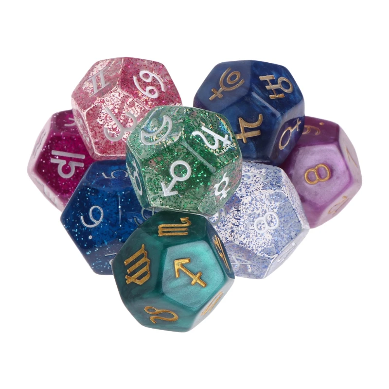 3pcs Multicolor Dice 12 Sided Resin Dice Astrology Tarot Constellation Divination