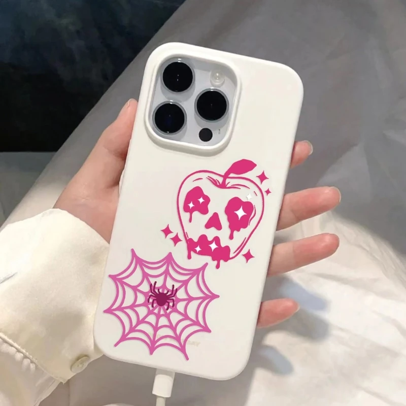 ResidueFree Pink Cartoon Halloweens Stickers 50PCS PET Transparents Decals For Diy HX5E
