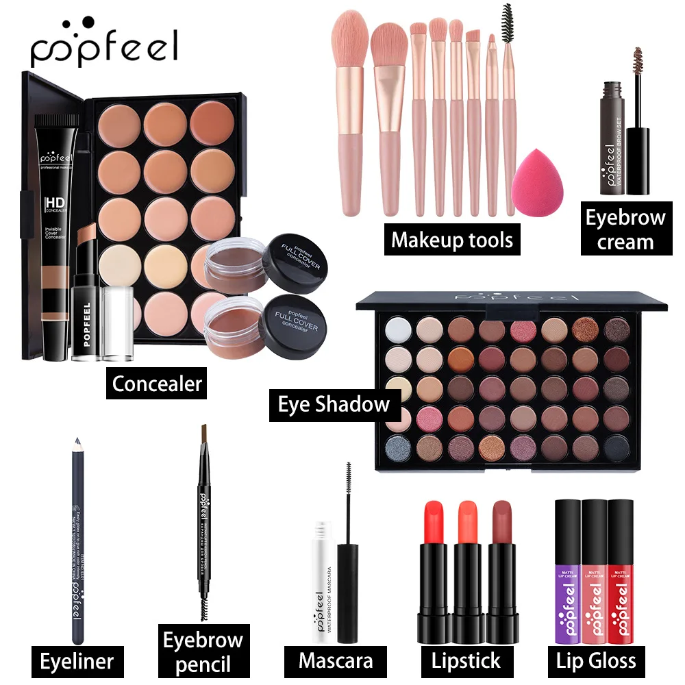 Bestseller Popfeel Make-up-Set, komplettes Set, All-in-One-Lidschatten-Palette, Eyeliner, Bronzer, Puder, Luxe-Sets, Geschenke, Damenkosmetik