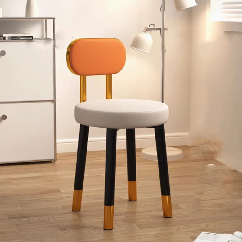 Back Metal Girls Vanity Chair Modern Simple Women Nordic Puffs Vanity Chair Taboret Gold Petit Meuble Luxury Home Furniture