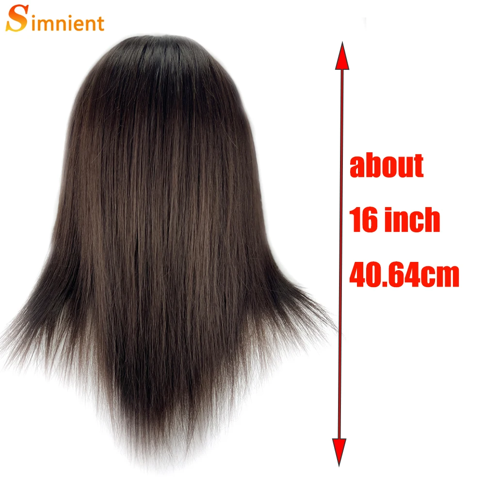 Cabeça de manequim masculino com cabelo 100% sintético, marrom para prática, cabeleireiro, cosmetologia, manequim, cabeça para cabelo styling