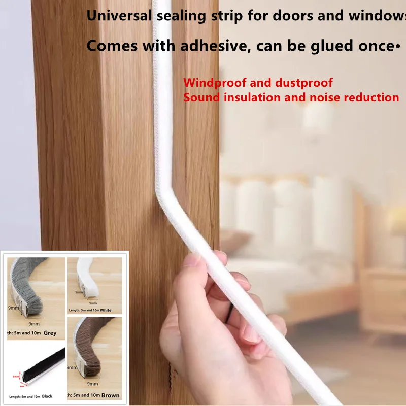 

Уплотнительная щетка для окон и дверей, звукостойкая уплотнительная полоска для дверей и окон, длина 5 м/10 м
