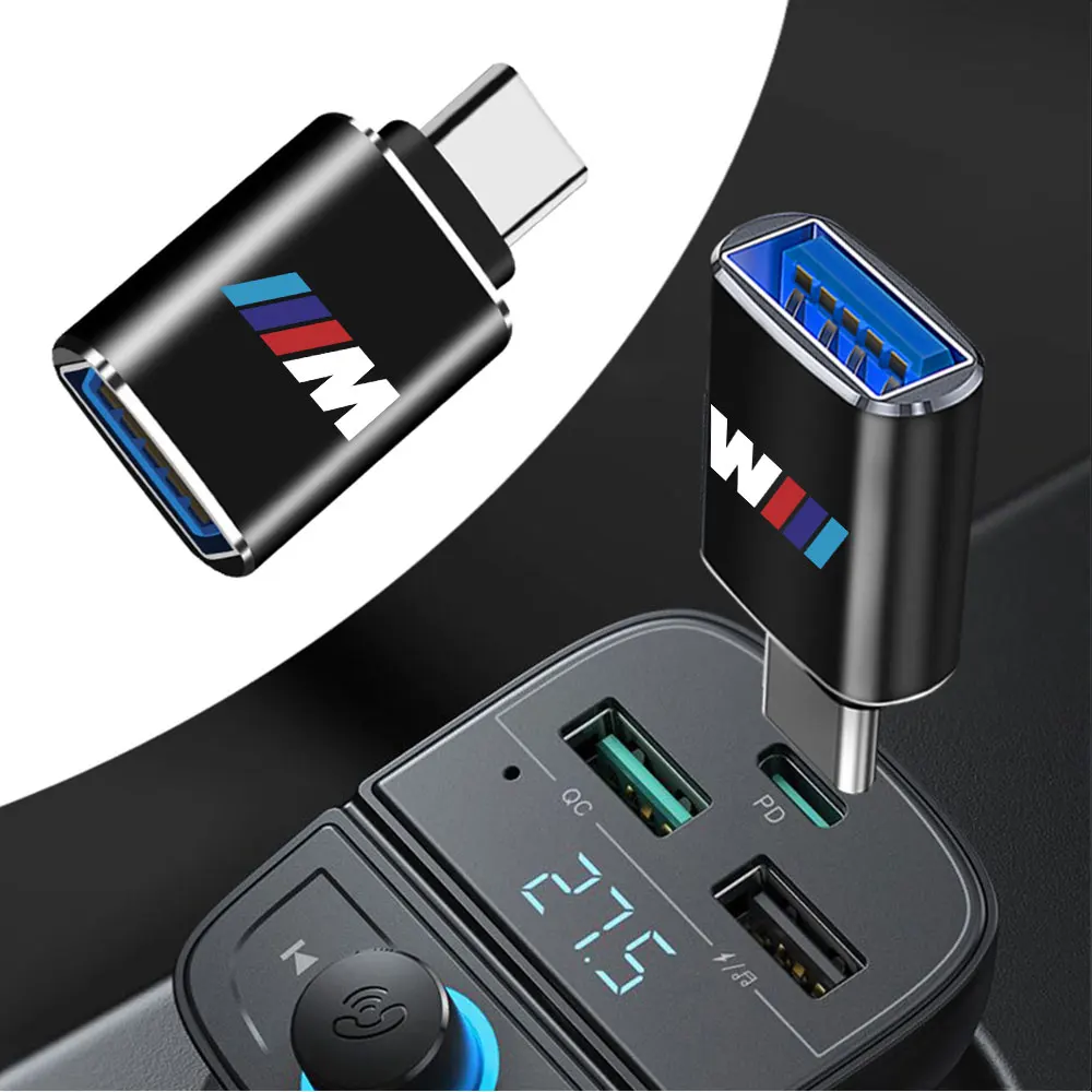 Car Type-C To USB 3.0 Interface Mini Converter Charging Adapter BMW M Badges For BMW M Performance M3 M5 M6 F01 F20 F10 F13 F15