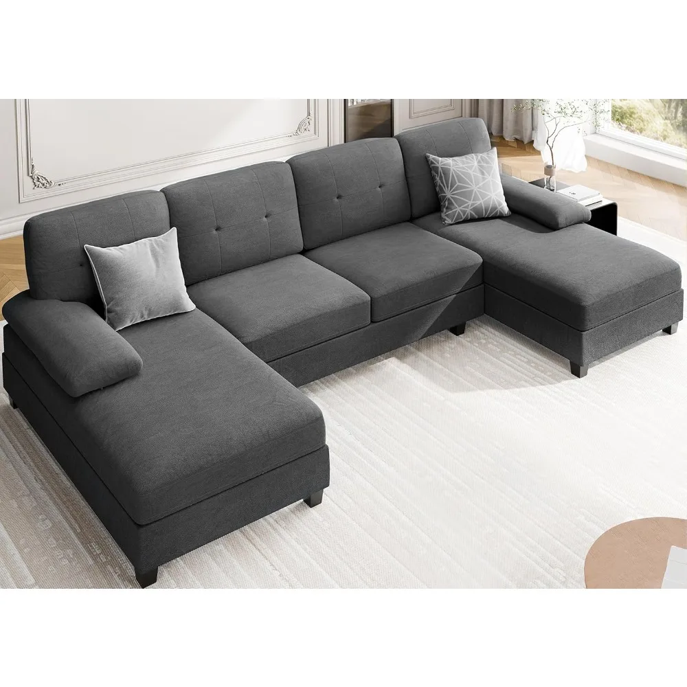 Sectional Sofa Couches for Living Room U Shaped Couch Sofas Living Room Furniture Sets Clearance with Double Chaises