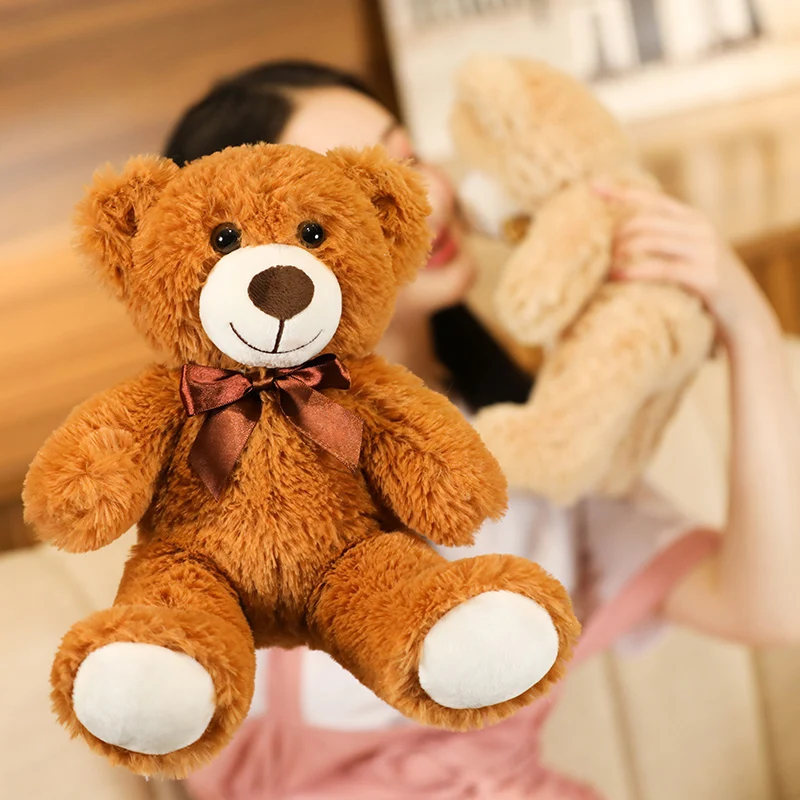 35CM Cute Colorful Bow Tie Bear Doll Plush Toy Hug Bear Doll Children Birthday Gift Pillow Teddy bear Home Living Room Bedroom