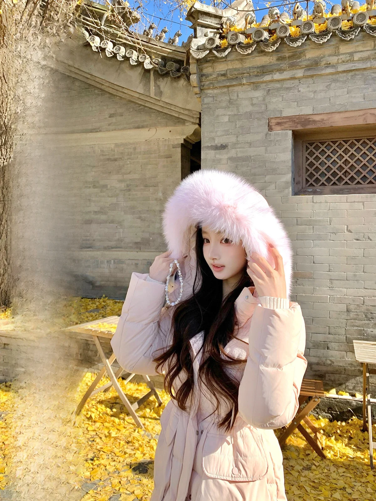 

Hotdog Very Spicy Sweet Snowflake Real Fur Collar down Jaet White Du down Thi Warm Casual Sle Coat for Women