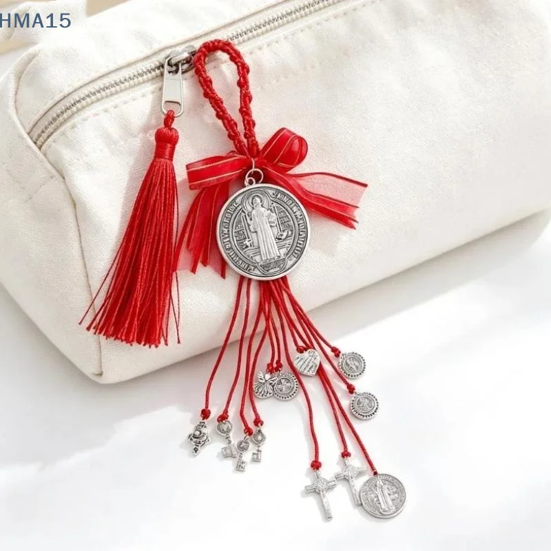 【YA】1pcs/2pcs Vintage Saint Benedict Medal Pendant Prayer Alloy Hanging Ornaments Blessing San Benito Medalla Cross