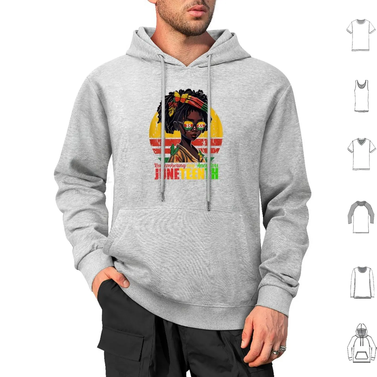 Remembering My Ancestors Juneteenth Loc'd Hair Women Girls Hoodie cotton Long Sleeve Historycelebrate History