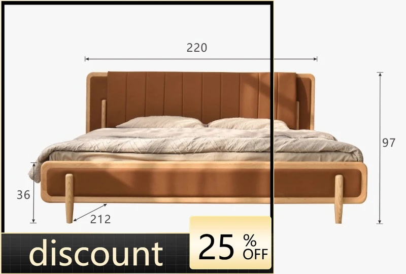 

LMM solid wood soft bed Japanese cream wind simple high backrest bedroom 1.8 meters 1.5 meters large bed