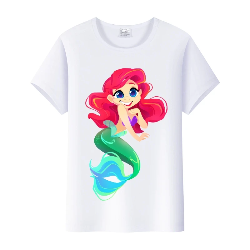 Cute Disney Cartoon Mermaid Minnie Printed Women T Shirt Fashion Graphic Tshirt Ladies T-shirt Female Clothes Y2K Tops Gril Tees