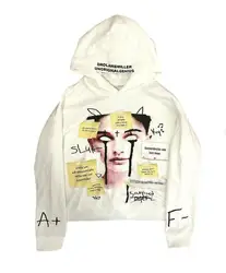 2025 American retro y2k white apricot sweatshirt hoodie with personalized letter print pattern trendy street wear sports top