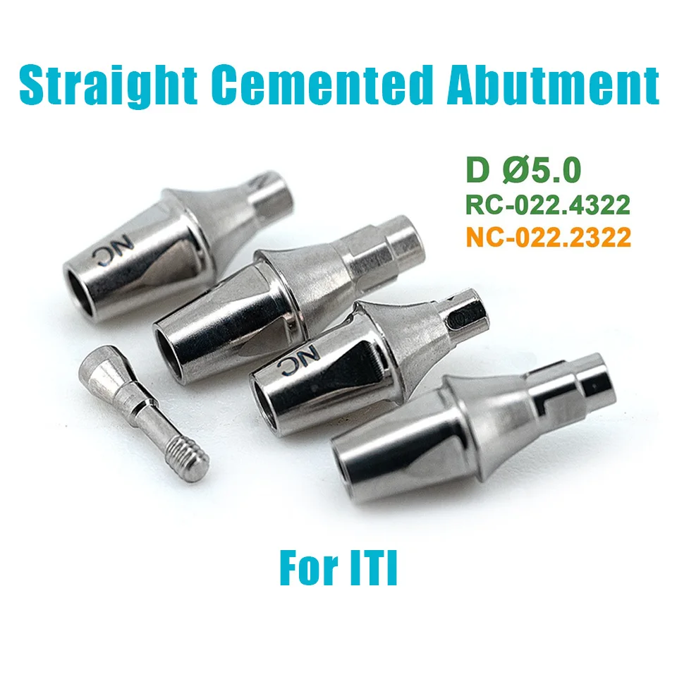 10Pcs Dental Titanium Stock Solid Straight Cemented Abutments for Straumann ITI NC RC Bone Level Crown Restorations Parts