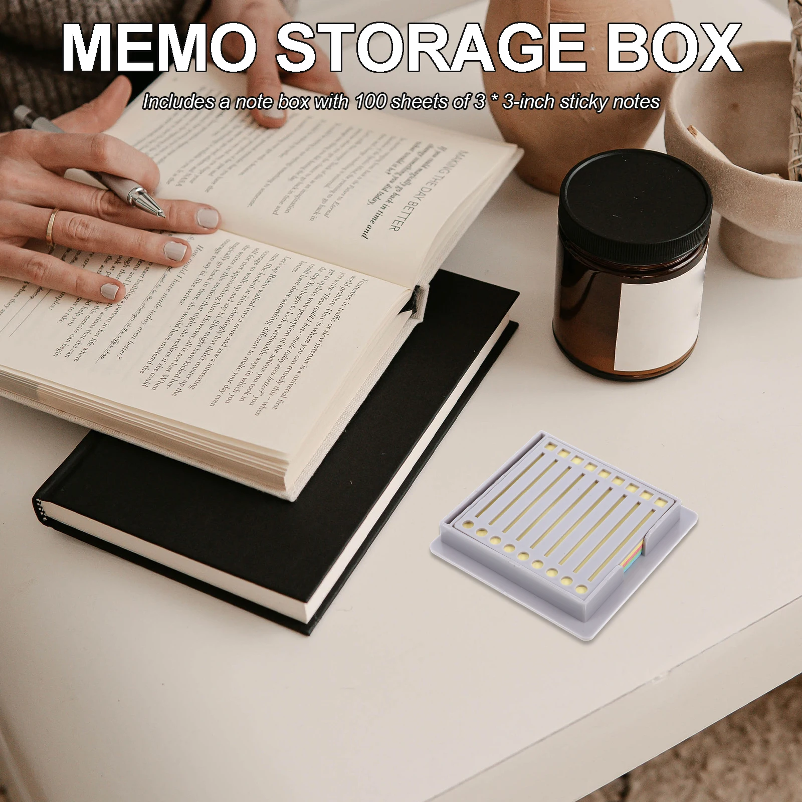 

1Set Note Holder Box ABS Material Desktop Organizer for Notes Pads Cards Memo Storage Business Card Display Office Supplies