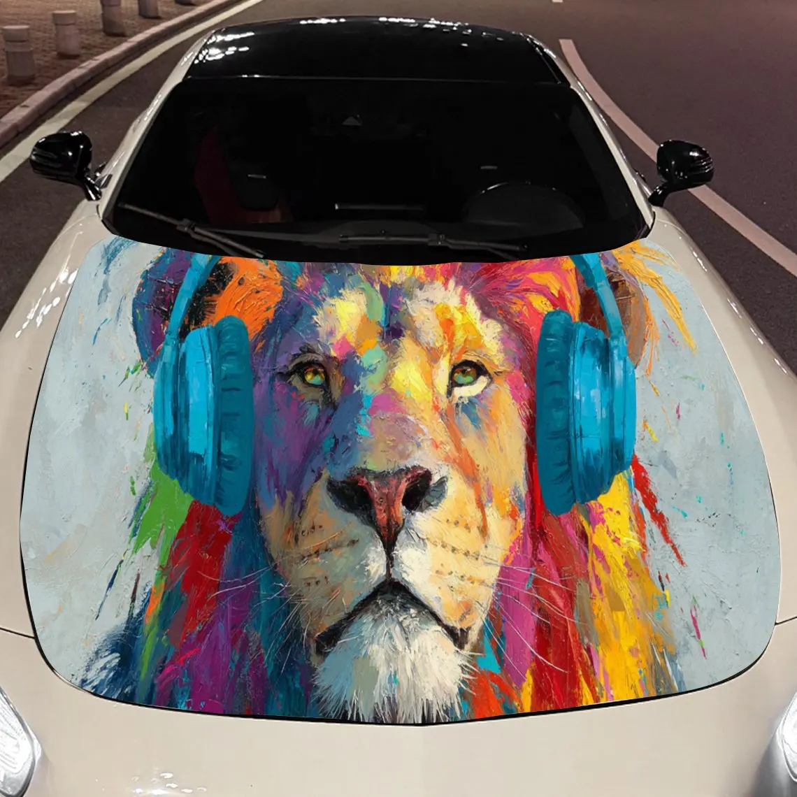 

Наклейки на капот автомобиля с изображением льва для наушников — самоклеящаяся, водонепроницаемая и прочная виниловая пленка, украшение и защита вашего автомобиля, подходят для всех