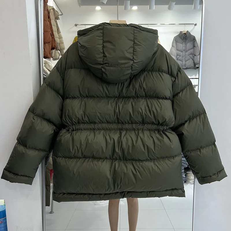 Imagem -04 - Cabolsa de Puffer Grosso de Comprimento Médio Feminino Jaqueta Quente com Cadarço Cinched Curto Coreano Inverno 2023