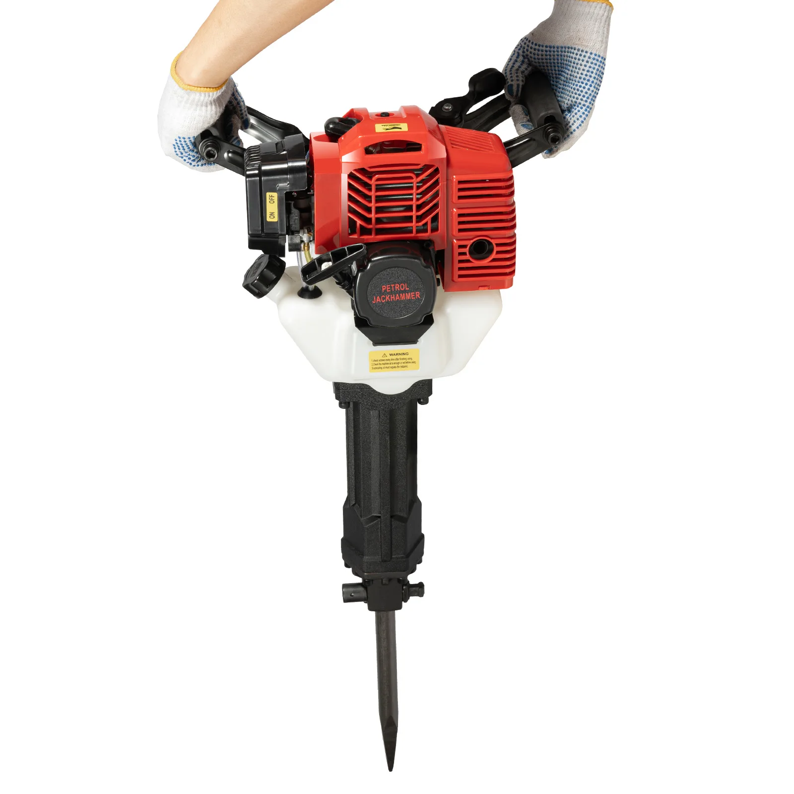 52CC 2-Stroke Demolition Hammer, Gas Powered Jack Hammer with Fuel Mixing Bottle, Point Chisel & Flat Chisel