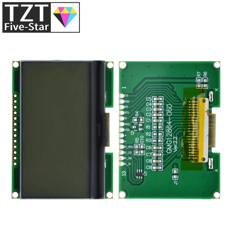 TZT Lcd12864 12864-06D, 12864, módulo LCD, COG, com fonte chinesa, tela de matriz de pontos, interface SPI
