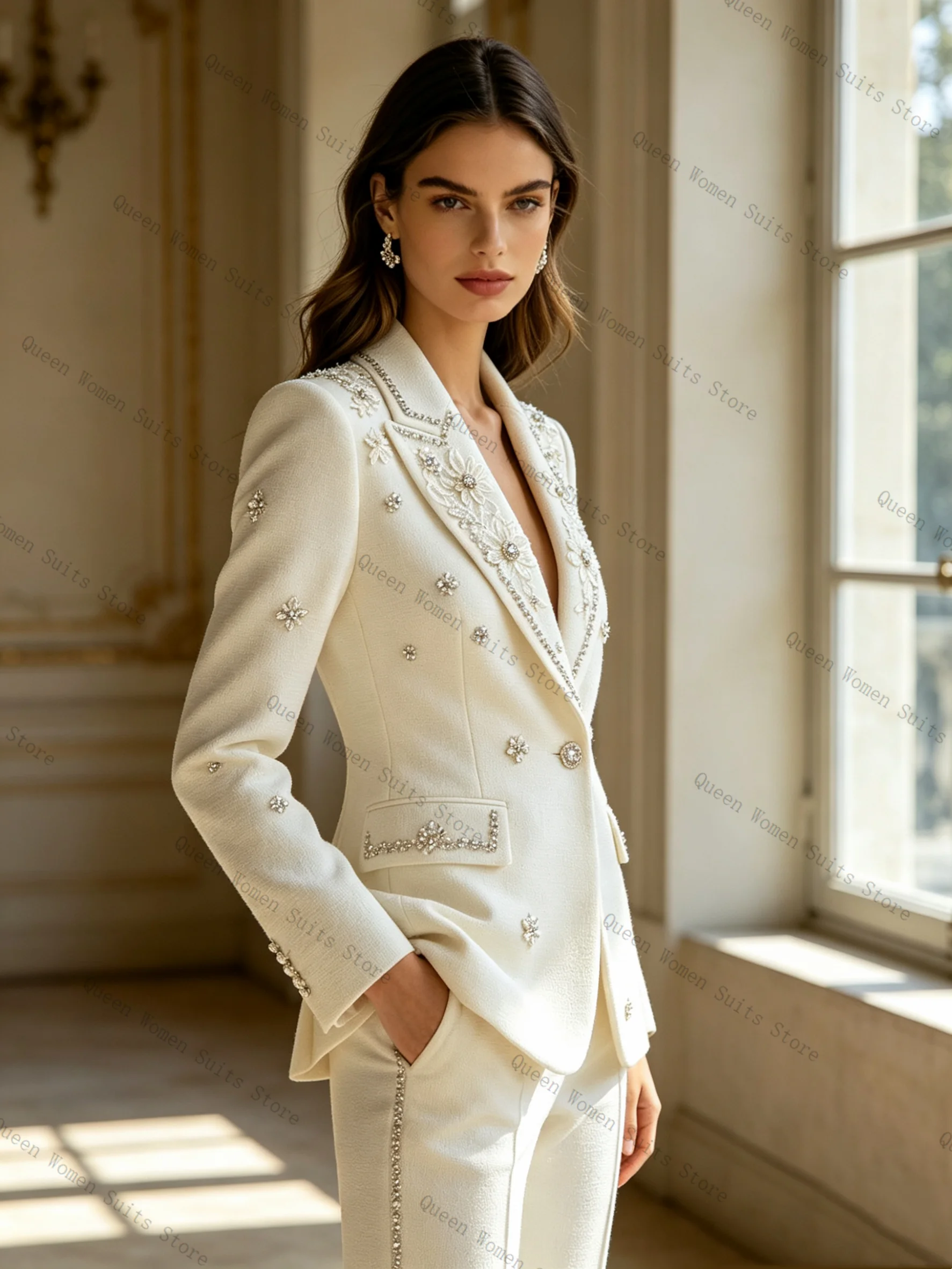 Witte Kristallen Damespak Set - Women Formal Wear Blazer Set recensie en prijs