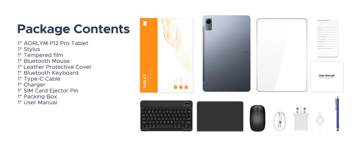DOOGEE AORLYM P12 Pro Tablet 48GB+256GB Gemini AI 12" 2.4K 120Hz Display 12000mAh Large Battery UNISOC T7300 Widevine L1 4G Dual SIM Android 16 Smart Pad