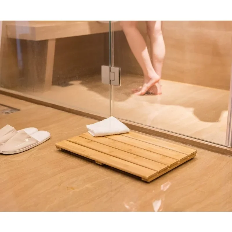 

Bamboo Bath Mat, Medium, 22.8 x 13 x 1.3 inches - Non-Slip Floor Mat for Bathroom, Spa, Sauna, Kitchen