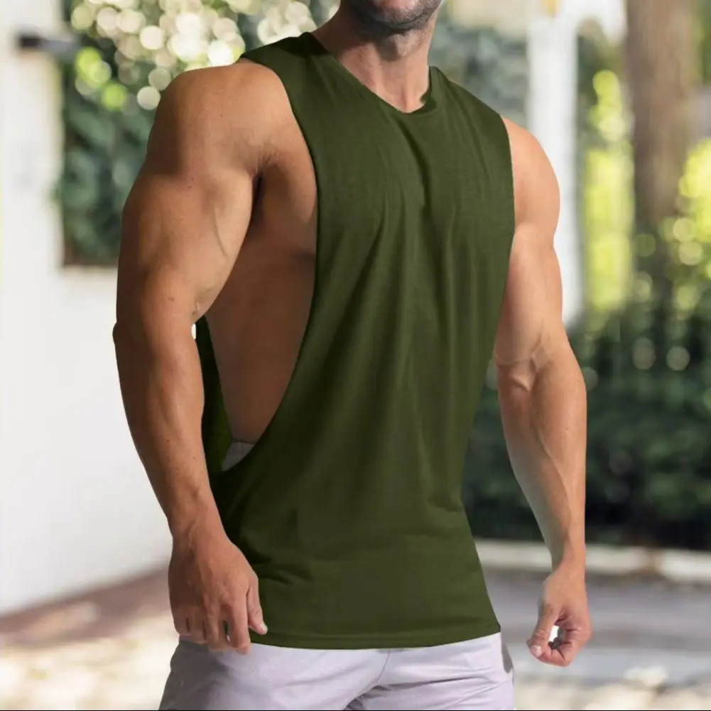 Men Sport Gym Tanks Top Sleeveless Crew Neck Breathable Sweat Absorption Loose Casual Summer Vest Shirt Sleeveless vest