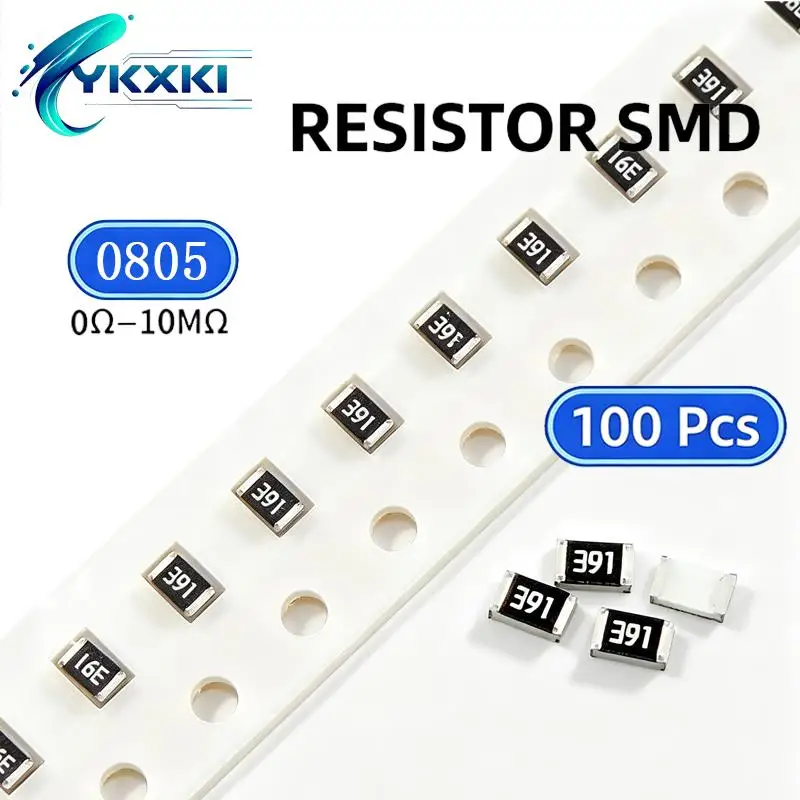 100pcs 5% 0805 SMD resistor 0R ~ 10M 1/8W 1 10 100 150 220 330 ohm 1K 2.2K 10K 100K 470K 0.1R 1R 10R 100R 150R 220R 330R 1M 10M