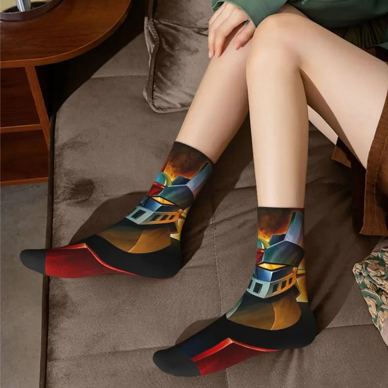 Fashion Print UFO Robot Mazinger Z Socks for Men Women Stretchy Summer Autumn Winter Anime Manga Crew Socks