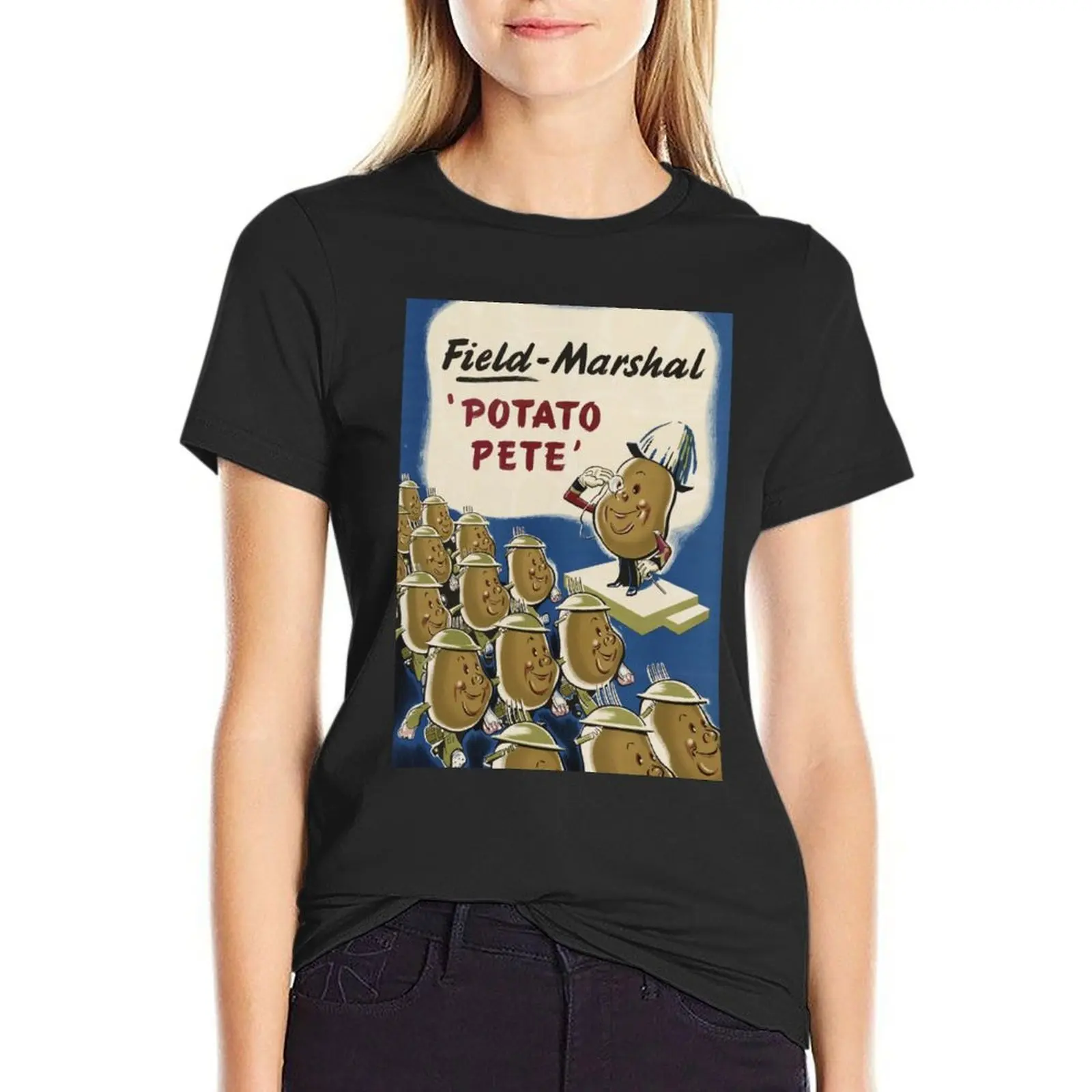 

Field Marshal 'Potato Pete' T-Shirt tees Short sleeve tee funny Women's summer blouses 2024