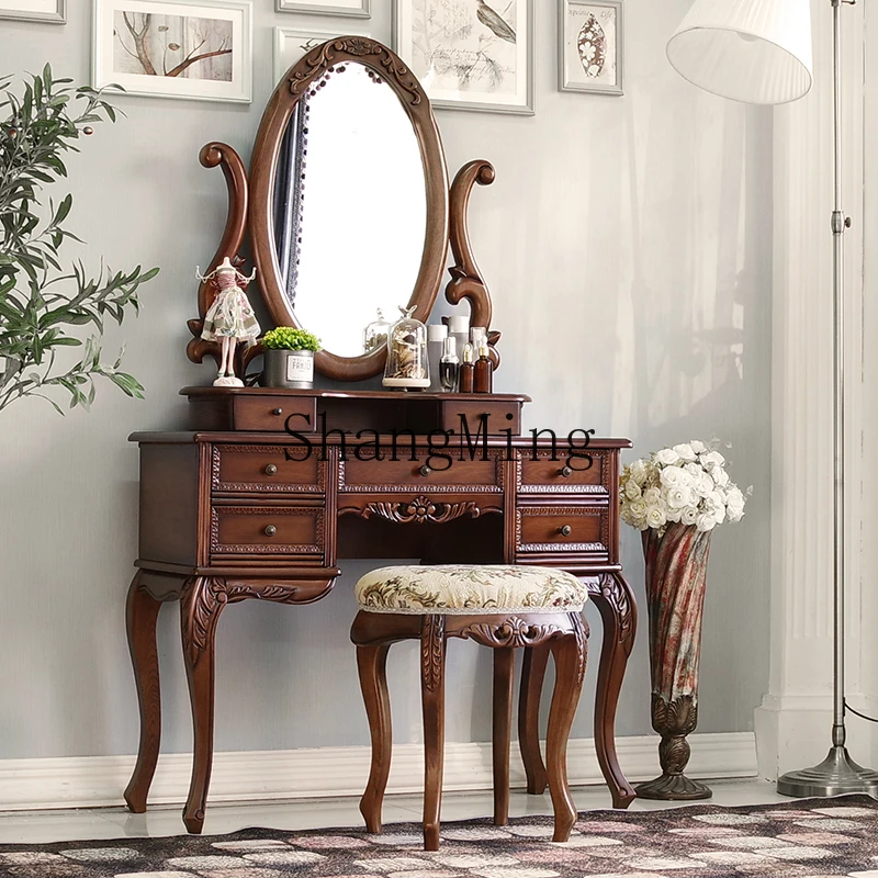 

ZYY dresser solid wood light luxury makeup table mirror light luxury furniture modern small apartment dressing table