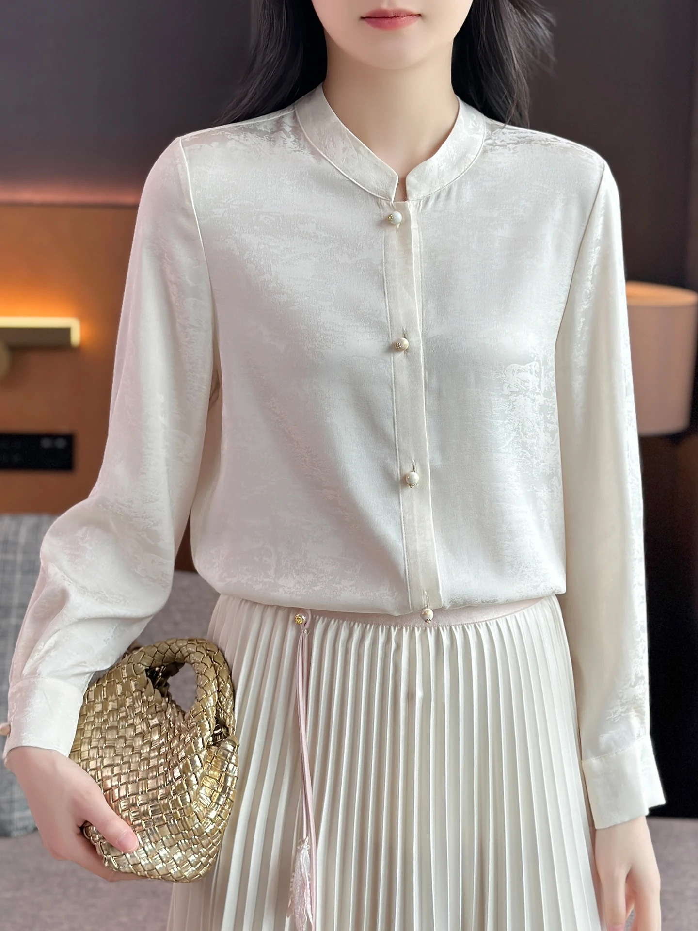 

ZuoZuoJia mat New Chinese Sle Stand Collar Long irt k Pattern Embroidery Breathable Women's Faion irt