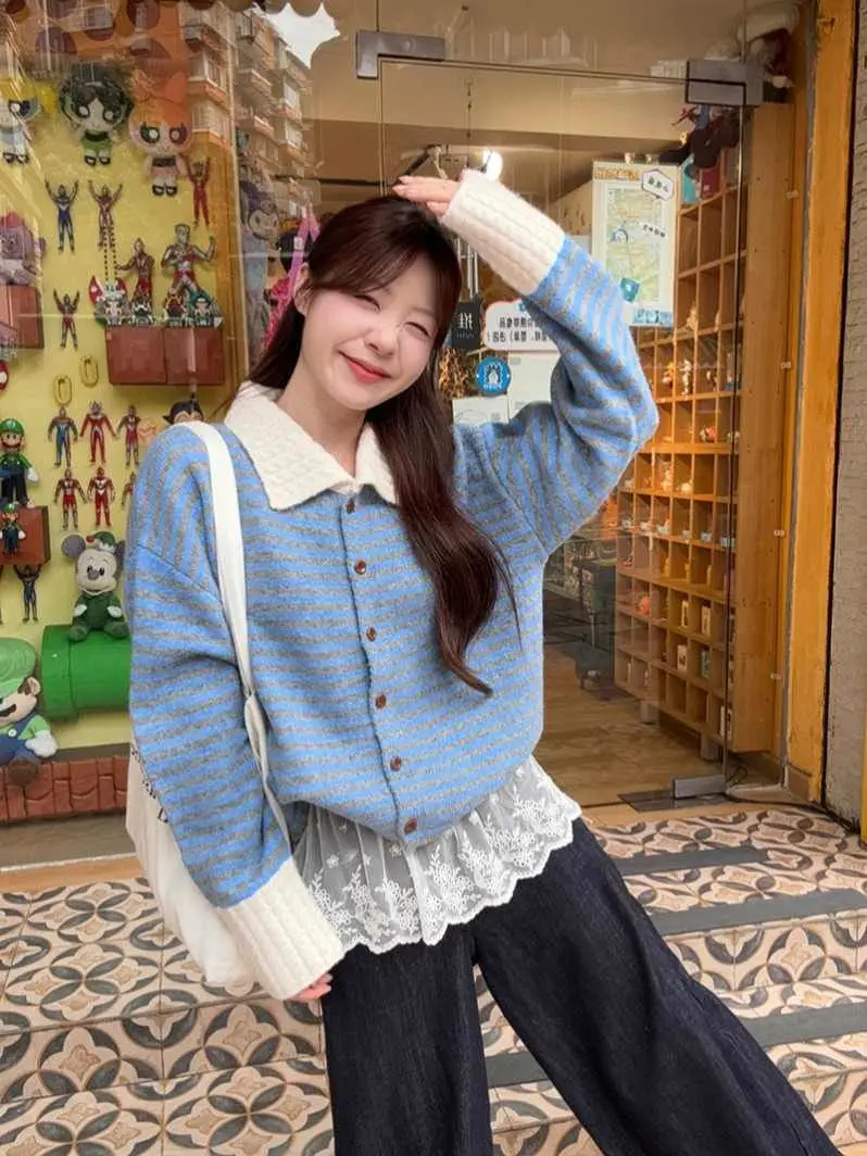 

Cardigans Unisex Sweaters Womens Winter Fluffy Layered Longline High-End Skinny Foldover Graceful Knot Comfortable British-Style