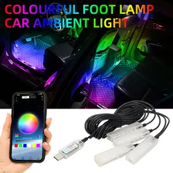 4in1 Symphony Car Foot Lamp USB App Control Led Interior Light Decorative Hidden Atmosphere Lights Car ambient Lights Neon light