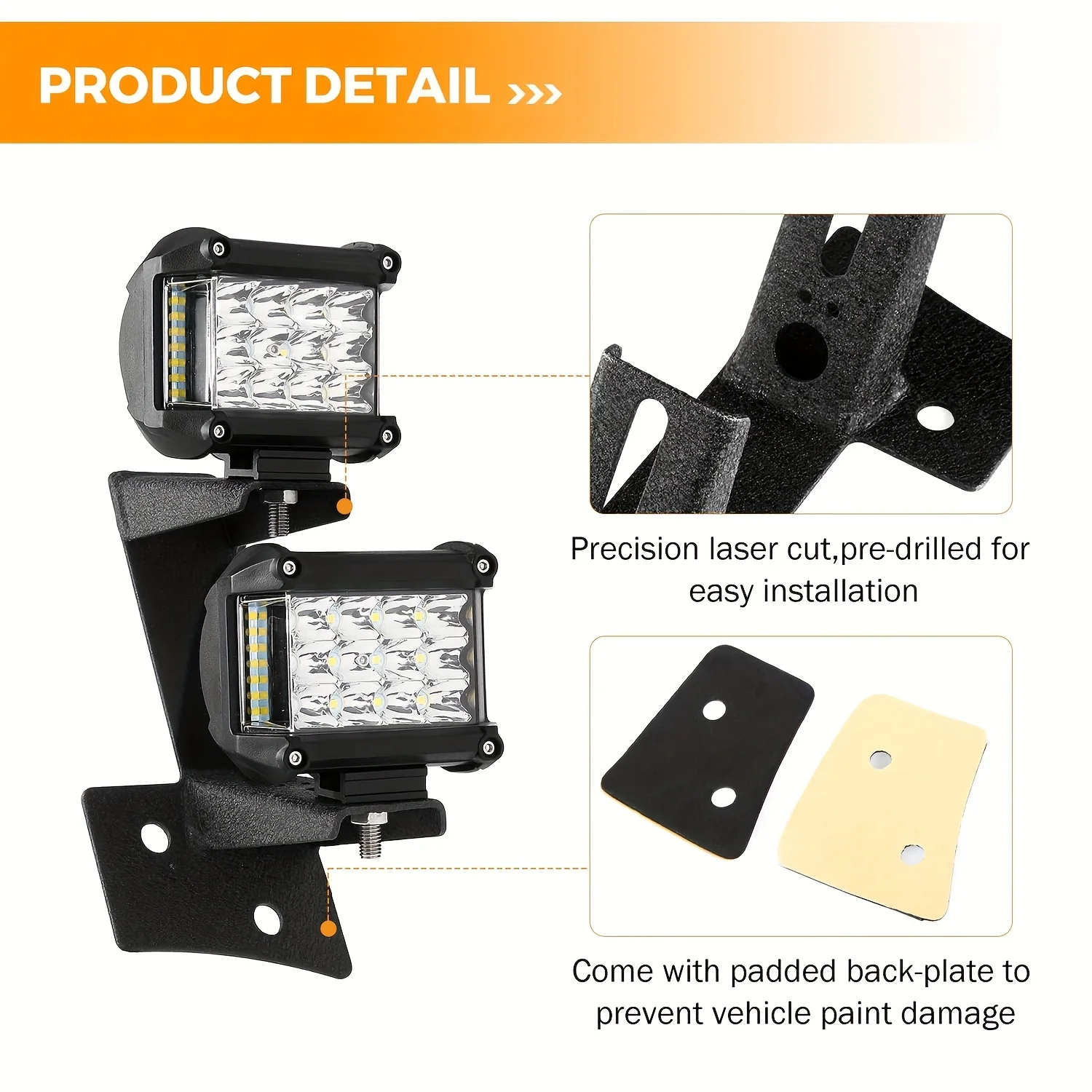 A-Pillar LED Light Double-Layer Brackets Dual Lower Windshield LED Work Light Mounting  Bracket for Jeep Wrangler JK 2007-2016