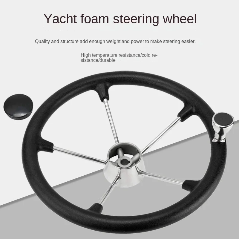 

11" Marine Stainless Steel Steering Wheel with Black Foam Grips and Knob 5 Wrecking Wheel for Yachting Accessories